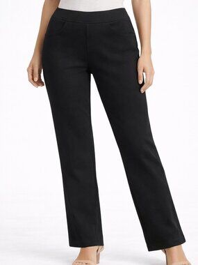 Belle by Kim Gravel Black Pull On Pants Straight Leg Size 4
